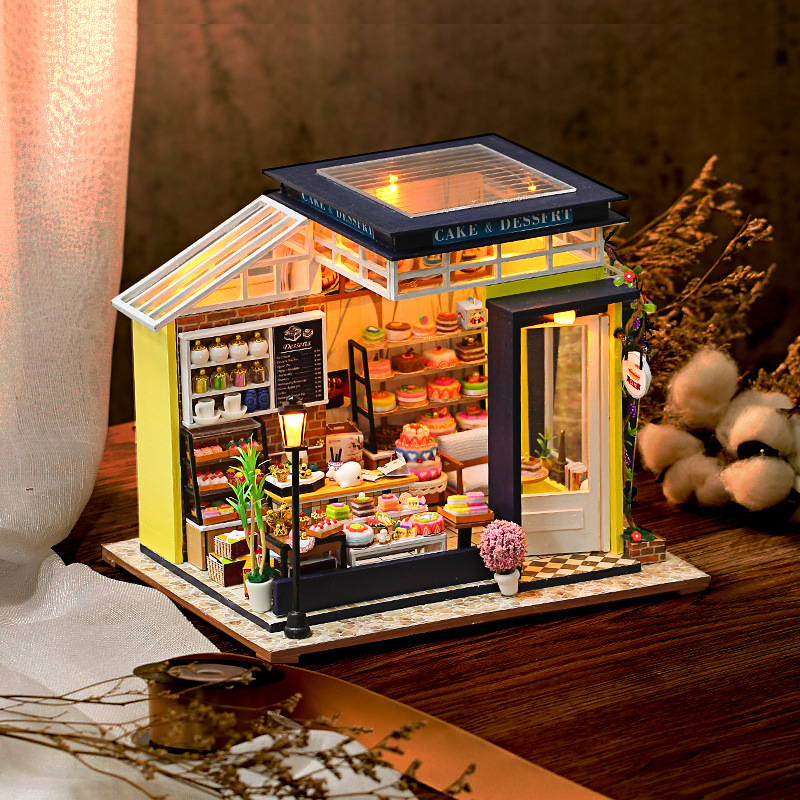 โมเดลจำลองร้านขายขนมเค๊กรุ่นใหม่ปี 2021ในสไตล์เบเกอรี่คลาสสิคสำหรับนักสะสมและนักDIY