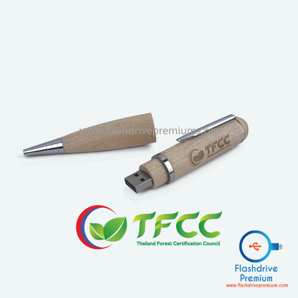 แฟลชไดร์ฟปากกาไม้ (Wooden Pen Flash Drive)