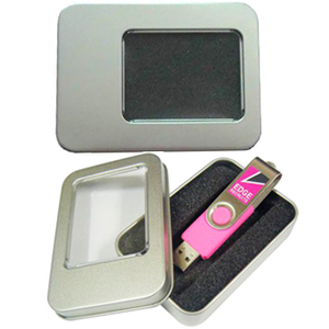 กล่องใส่แฟลชไดร์ฟ โลหะ เจาะหน้าต่าง (Flash Drive Packaging)