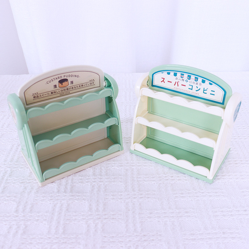 เฟอร์นิเจอร์จิ๋วสีขาวเขียวชั้นวางหนังสือจิ๋วสำหรับนักสะสมของจิ๋ว ตกแต่งบ้านตุ๊กตา พร๊อพแต่งบ้านจิ๋วจำลอง