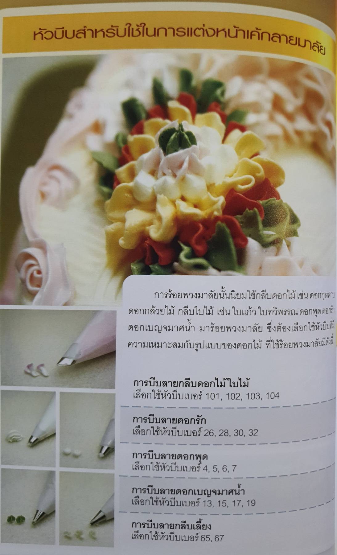 การแต่งหน้าเค้กลายมาลัย โครงการหนังสือส่งเสริมวิชาชีพธุรกิจ