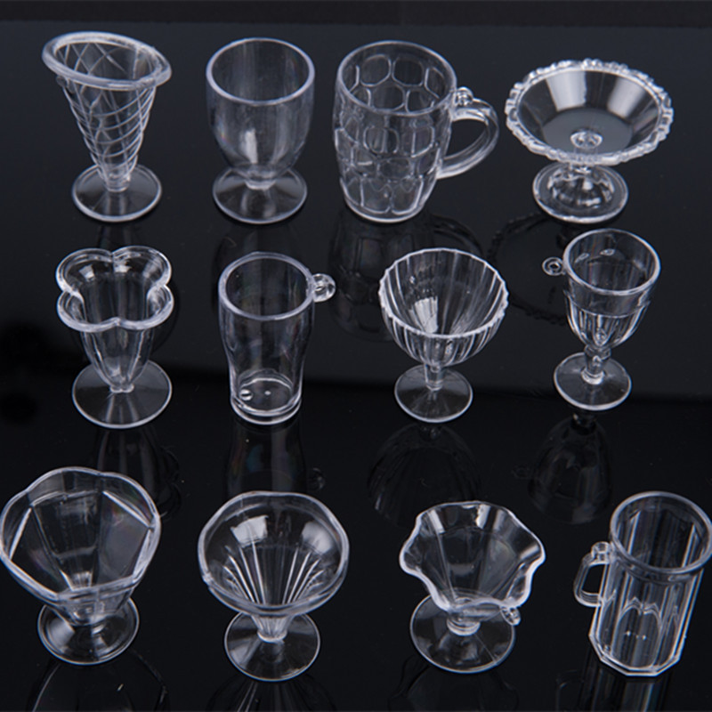 ชุดแก้วจิ๋วสำหรับDIYงานประดิษฐ์ดินปั้นจิ๋วสำหรับนักสะสมและนักประดิษฐ์มินิอาหารและเล่นถ้วยไอศกรีมซันเดย์ถ้วย