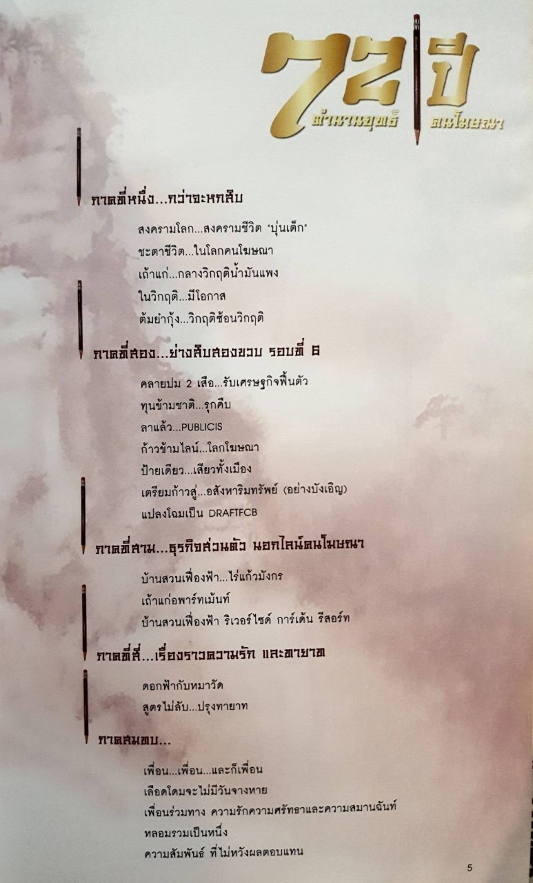72 ปี ตำนานยุทธ์ คนโฆษณา : ชาติชาย ศิริพัฒน์,จตุพร อุประคำ