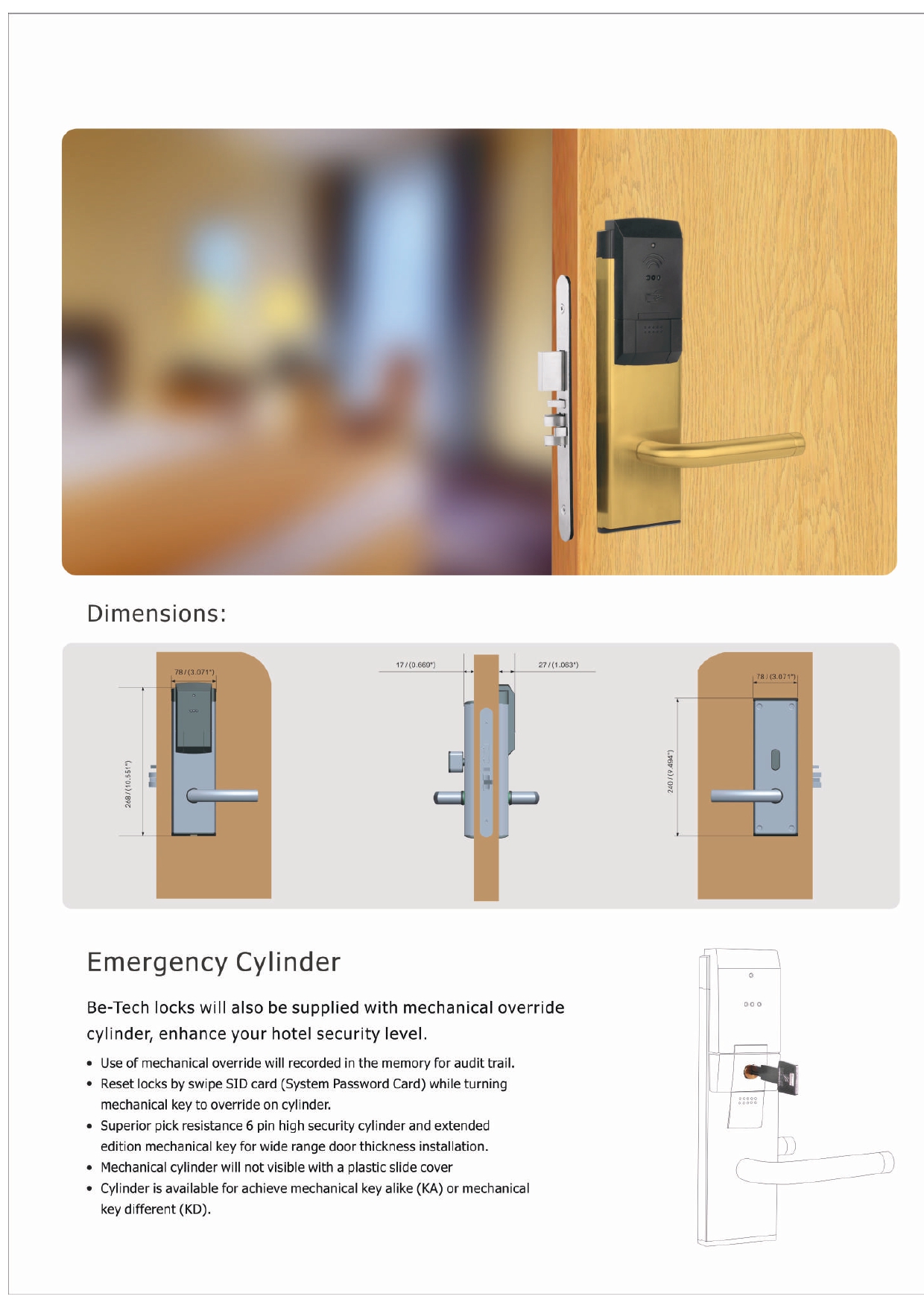 Hotel Lock G456M (เหมาะสำหรับการใช้งานทั่วไป)