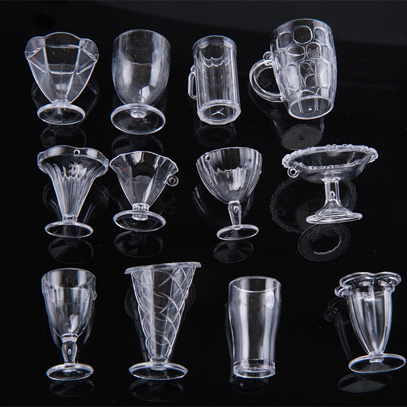 ชุดแก้วจิ๋วสำหรับDIYงานประดิษฐ์ดินปั้นจิ๋วสำหรับนักสะสมและนักประดิษฐ์มินิอาหารและเล่นถ้วยไอศกรีมซันเดย์ถ้วย