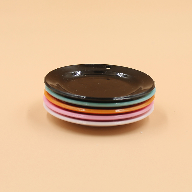 จานจิ๋วสีชมพูสำหรับใส่อาหารเล่นครีมกาวดินเบาอุปกรณ์เครื่องประดับdiyจำลองถ้วยชามสีฟ้าและสีขาวเครื่องปั้นดินเผาสี