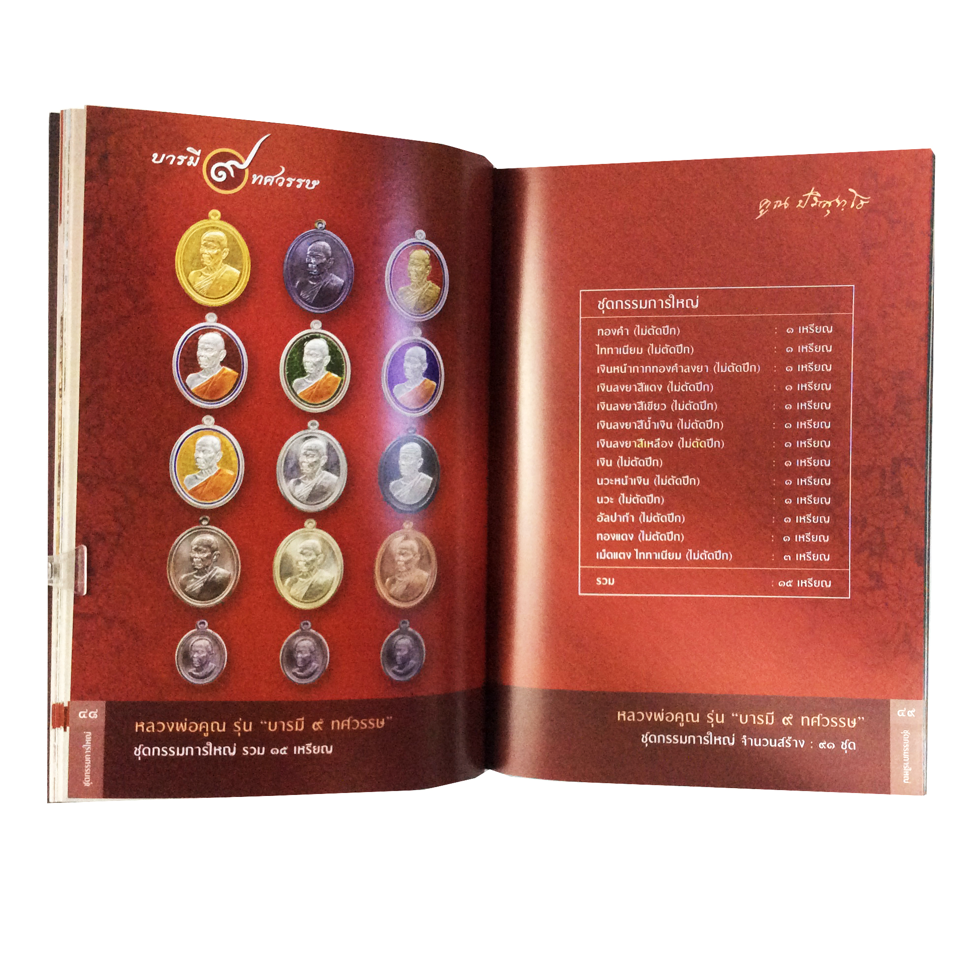 บารมี9ทศวรรษ คูณ ปริสุทโธ ครั้งแรกในประวัติศาสตร์พระเครื่องเมืองไทย ไทเทเนียมโลหะมหัศจรรย์ หนังสือเครื่องรางของขลัง หนังสือพระเครื่อง ของสะสม หนังสือหายาก