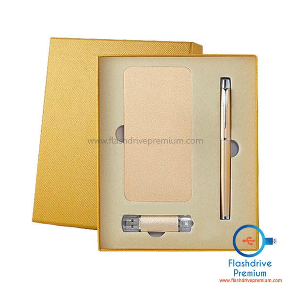 Gift Set พรีเมี่ยมไอที 3 ชิ้น (แฟลชไดร์ฟ+พาวเวอร์แบงค์+ปากกา)