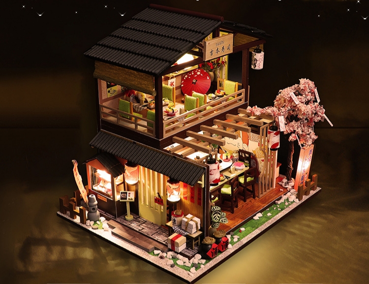 โมเดลจำลองร้านขายอาหารญี่ปุ่นประกอบด้วยเมนูสุดโปรดสายรักอาหารซูชิในชุดSushi Food restuarant