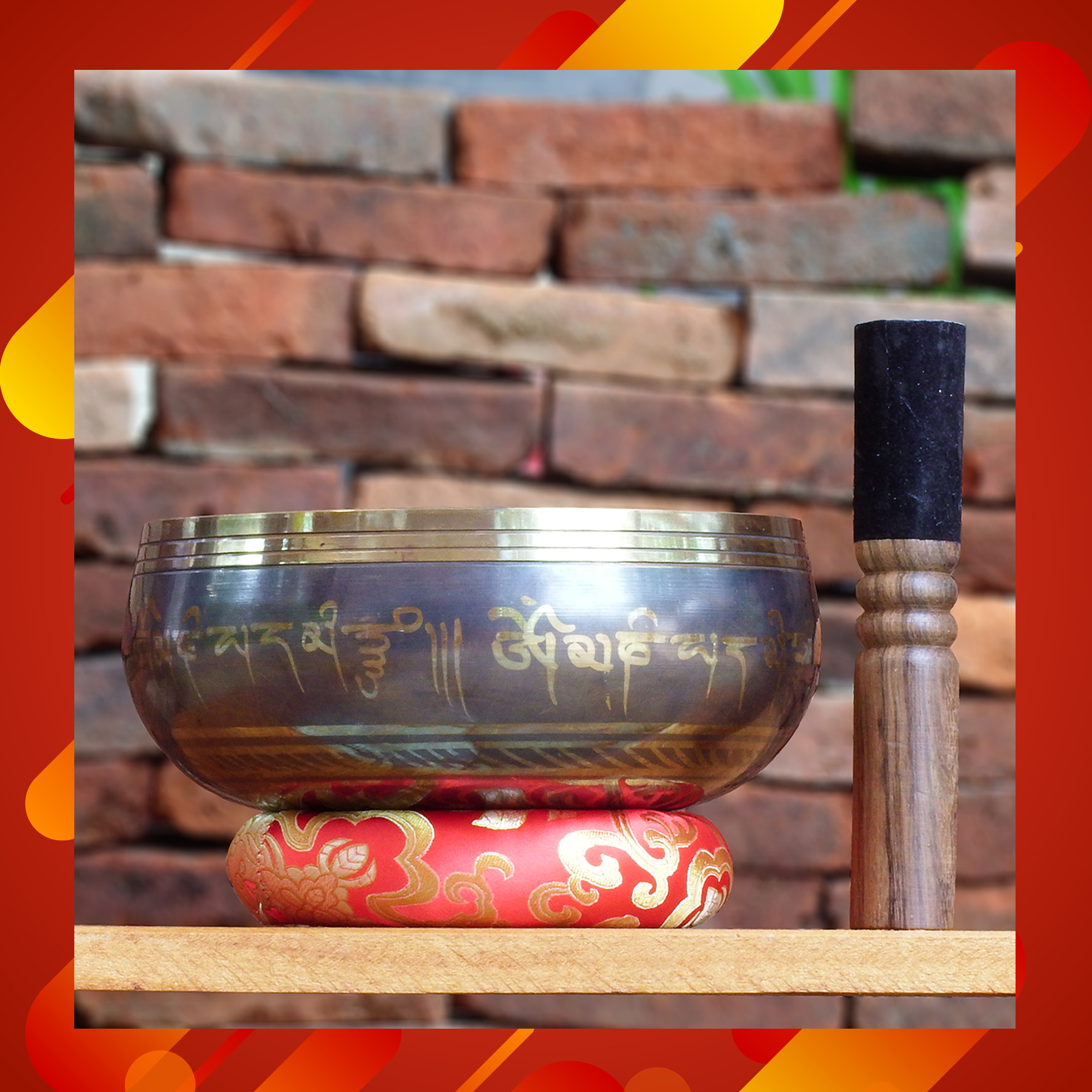 ขันทิเบต(ทองเหลือง) Tibetan Singing Bowl แกะสลักบทสวดหัวใจพระสูตร เสริมมงคลผู้บูชา ขนาดใหญ่ 20 cm.