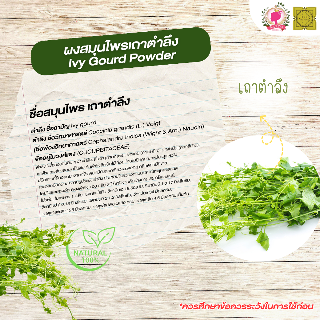 ผงเถาตำลึง (Ivy Gourd Powder) ขนาด 500 1000 กรัม เถาตำลึง บดละเอียด สมุนไพร แท้ 100 % FG-HBP-042