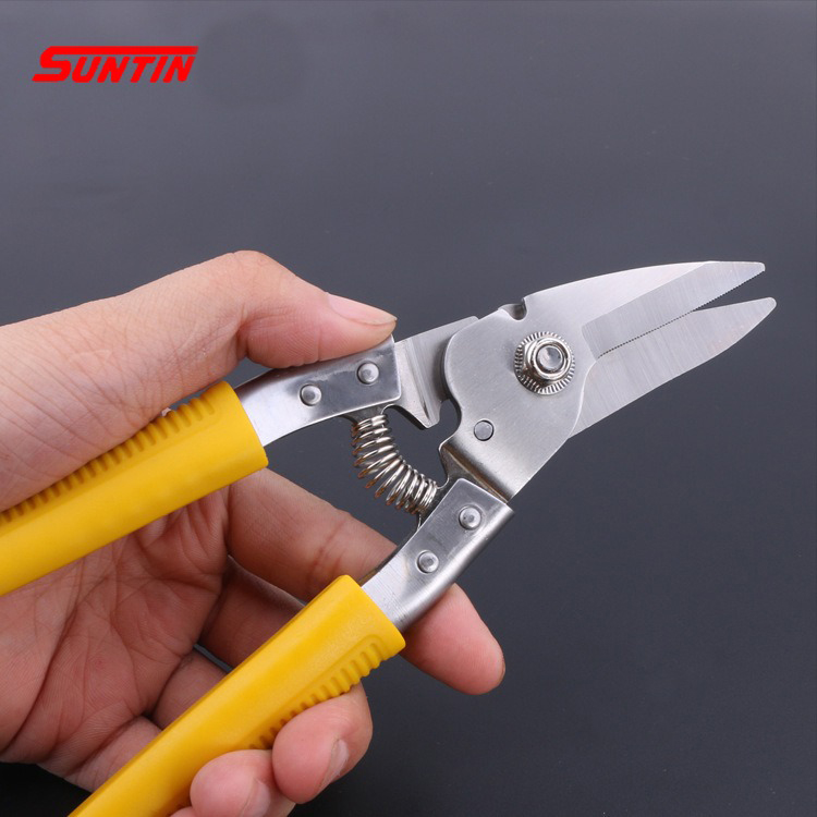 กรรไกรตัดซีลาย สังกะสี ตัดอเนกประสงค์ SUNTIN ขนาด 8" ด้ามเหลือง ปากโค้ง/ปากตรง [ขายส่ง]