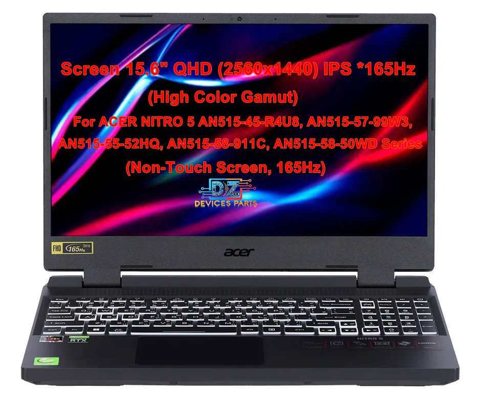 จอโน๊ตบุ๊ค•Laptop LCD Screen15.6" For Acer NITRO 5 AN515-45 AN515-47 AN515-57 AN515-58 Series•QHD (2560x1440)2K (165Hz)