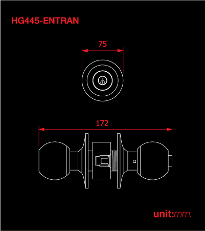 กุญแจลูกบิด/Hoy/กลมด้าน/HG445-ENTRAN