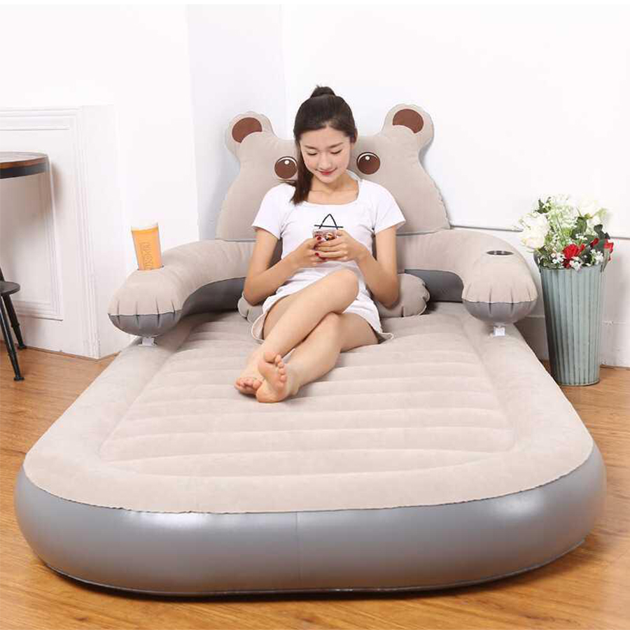 ที่นอนเป่าลม รูปหมี ที่นอนลม เตียงเป่าลม เตียงลม air bed เตียงนอนลม ที่นอนลมแบบลอน ที่นอนปิคนิค โซฟาเป่าลม ขนาด 120 x 200 ซม. (เมื่อเป่าลม) HC-016