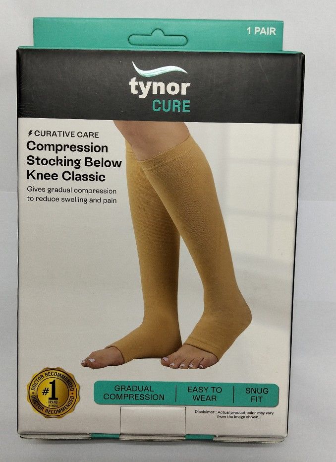 Tynor Compression Stocking Below Knee ถุงน่อง ป้องกัน และบรรเทาอาการเส้นเลือดขอด 1กล่องมี1คู่