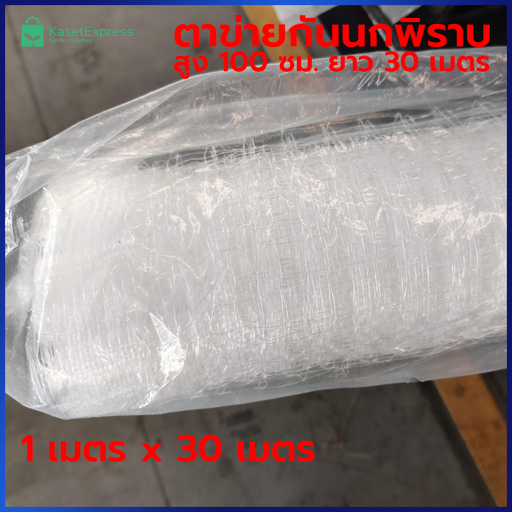 ตาข่ายกันนกพิราบ สูง 1.2 เมตร ยาว 30 เมตร สีขาวใส - ตาข่ายพลาสติก ตาข่ายกันนก ตาข่ายล้อมไก่ ตาข่ายล้อมบ่อปลา ตาข่ายล้อมรั้ว ตะข่าย
