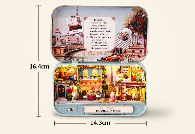 โมเดลกระท่อมจิ๋วงานกล่องเหล็กสีม่วงชุดแฮปปี้ไทม์Starlight amusement park เหมาะสำหรับนักประดิษฐ์และนักสะสมบ้านโมเดลโดยเฉพาะ