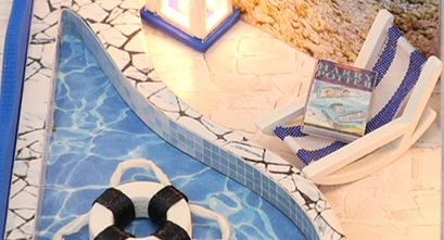 โมเดลบ้านจำลอง Navy blue in the sea บ้านติดทะเลสำหรับผู้ที่รักการสะสมและนักประดิษฐ์บ้านจิ๋วโดยเฉพาะ