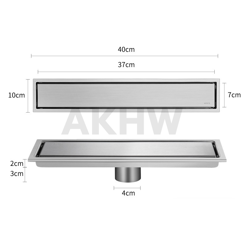 ตะแกรงน้ำทิ้งแบบยาว ลายเรียบทึบ KingsMan วัสดุสแตนเลสแท้ SUS304 ทนทาน ไม่เป็นสนิม [ขายปลีก/ส่ง]