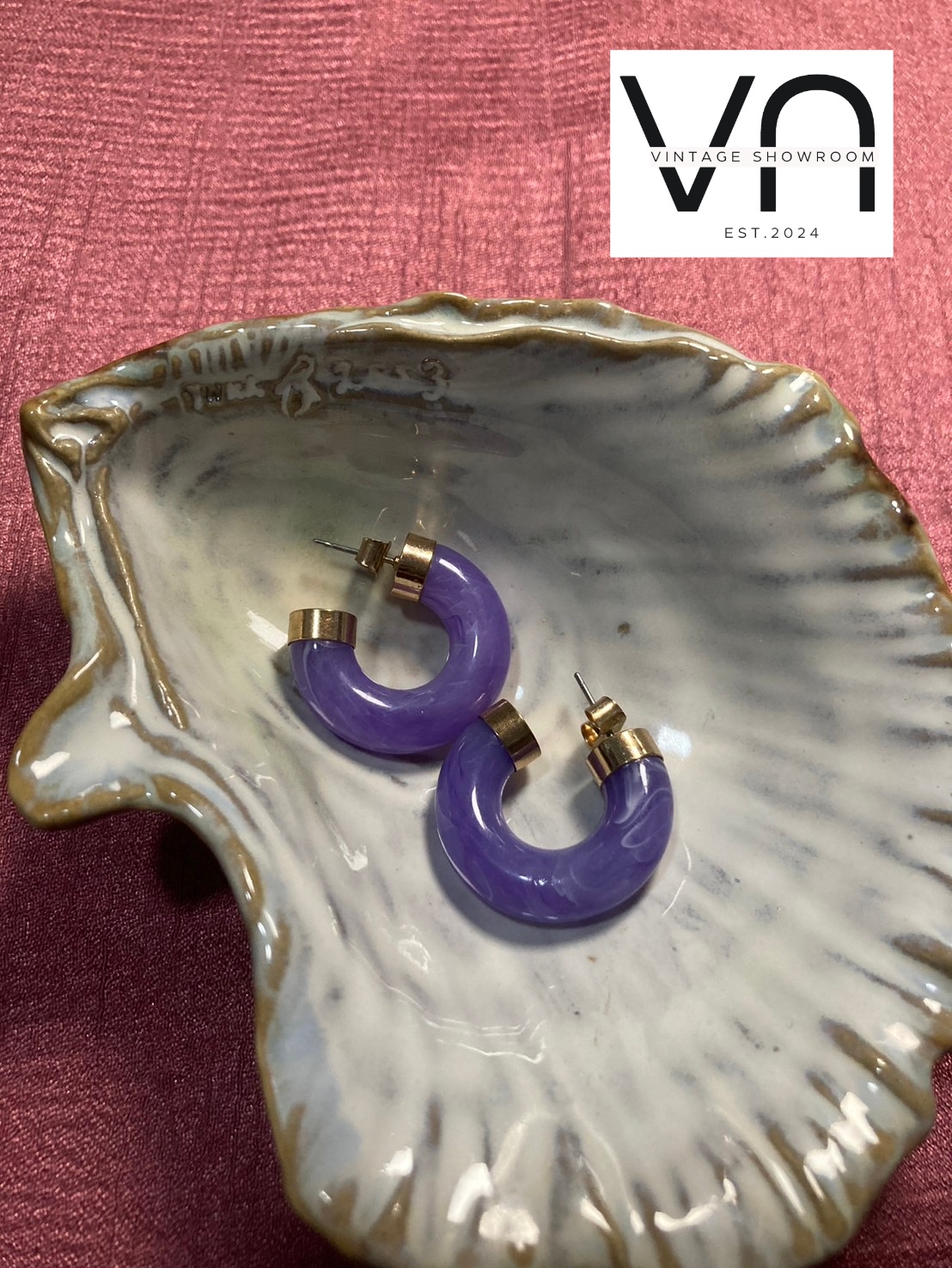 J00001 ต่างหูวินเทจ Vintage Earrings (เฉพาะตุ้มหู ไม่รวมเปลือกหอยด้านหลังนะคะ) J00001