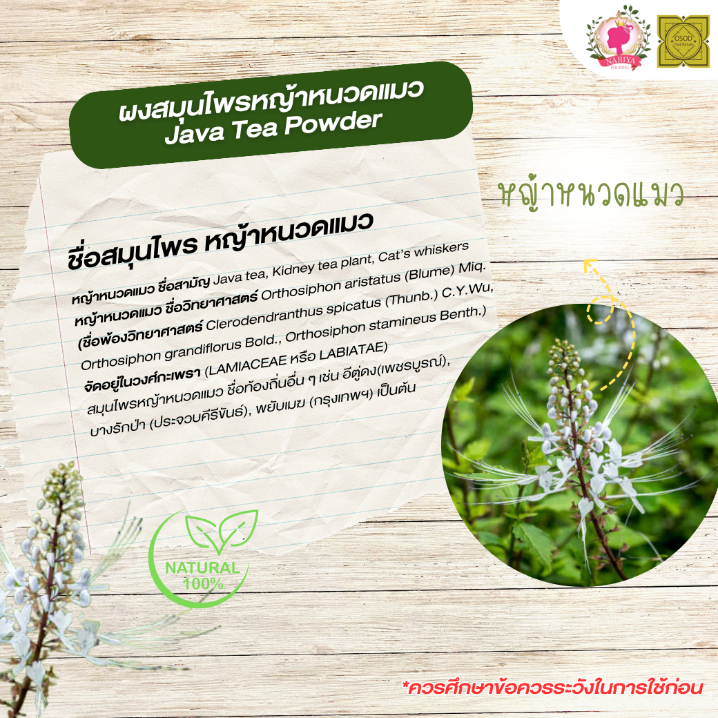 ผงหญ้าหนวดแมว (Java Tea Powder) ขนาด 500 1000 กรัม หญ้าหนวดแมว บดละเอียด สมุนไพร แท้ 100% FG-HBP-103