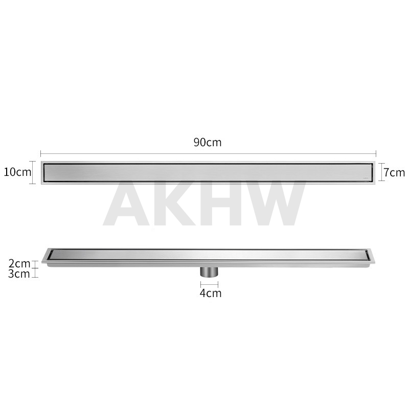 ตะแกรงน้ำทิ้งแบบยาว ลายเรียบทึบ KingsMan วัสดุสแตนเลสแท้ SUS304 ทนทาน ไม่เป็นสนิม [ขายปลีก/ส่ง]