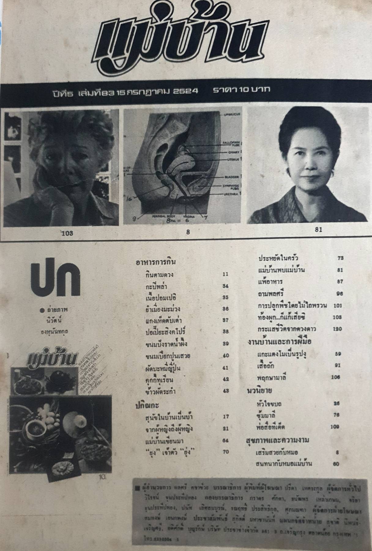 นิตยสาร แม่บ้าน ปีที่ 5 เล่มที่ 83 วันที่ 15 กรกฏาคม ฉบับปี 2524