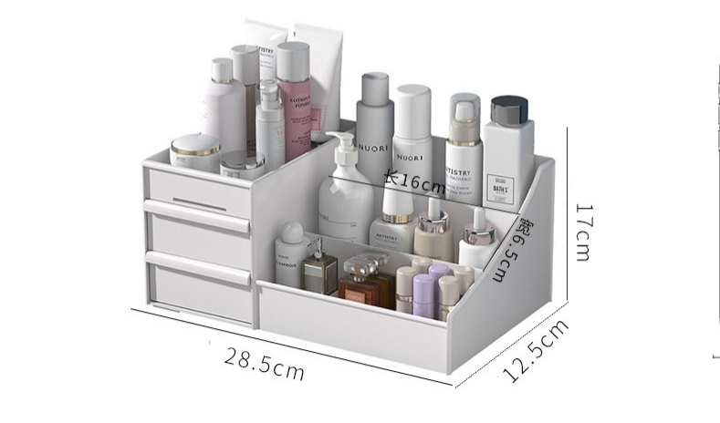 กล่องใส่เครื่องสำอางสีขาวเหมาะสำหรับจัดระเบียบบนโต๊ะแต่งหน้าหรือโต๊ะเครื่องแป้งสำหรับคุณสาวๆโดยเฉพาะค่ะ