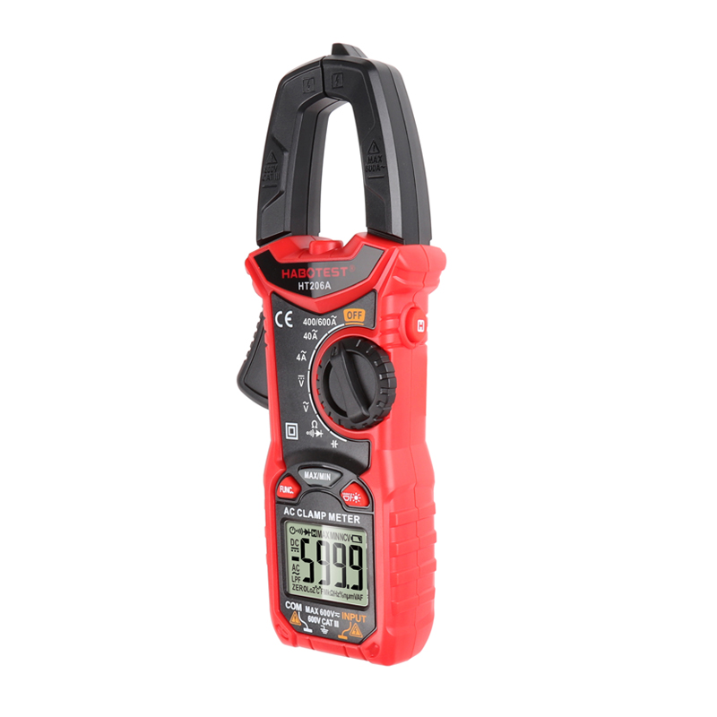 HT206A Digital Clamp Meter AC Current Voltage Resistance Continuity Measuring Tester