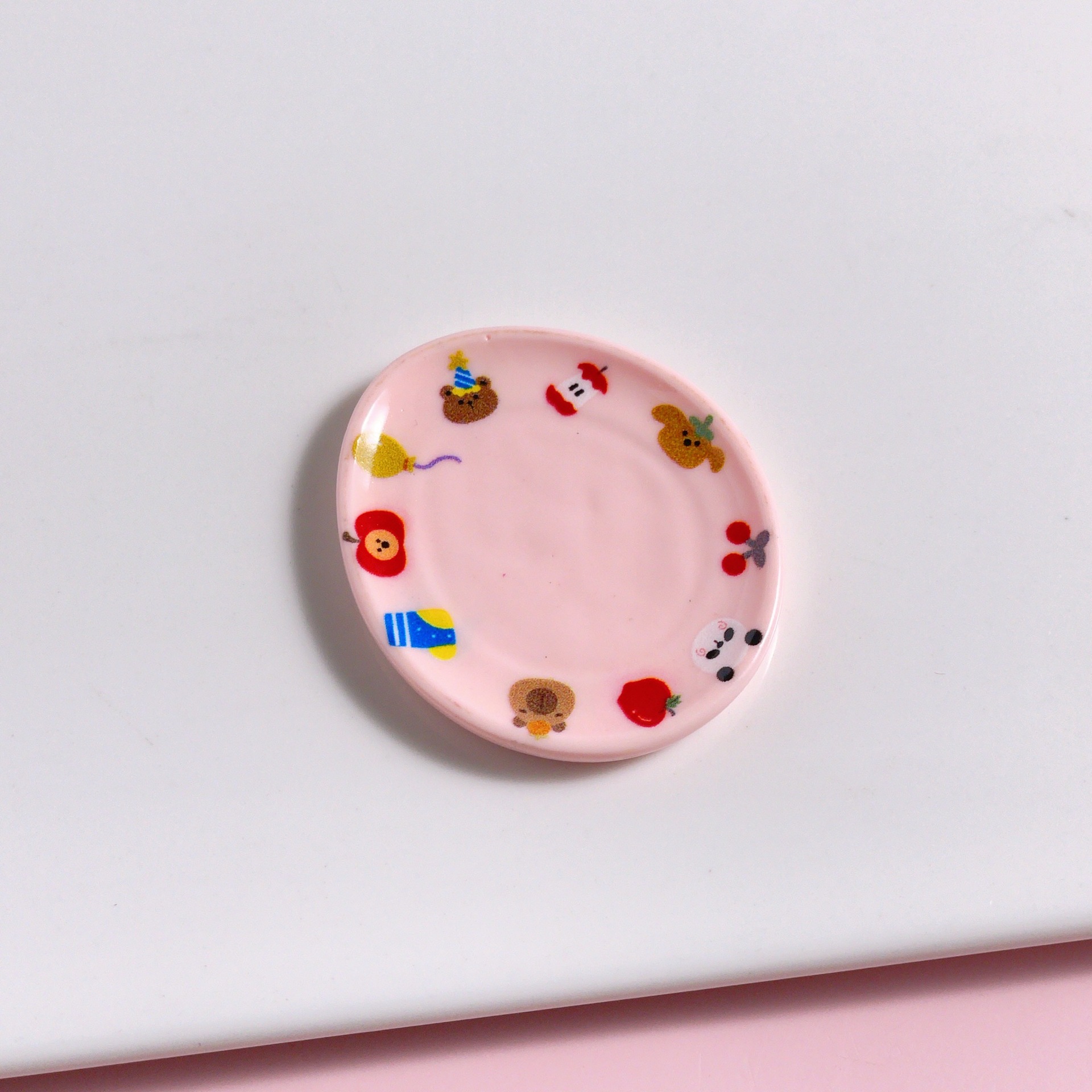 จานจิ๋วลายการ์ตูนสร้างสรรค์อาหารเล่นแผ่นบนโต๊ะอาหาร Play House ของเล่นเรซิ่นเคลือบเงาอุปกรณ์เสริม DIY ครีมกาวโทรศัพท์มือถืออุปกรณ์เสริมผม