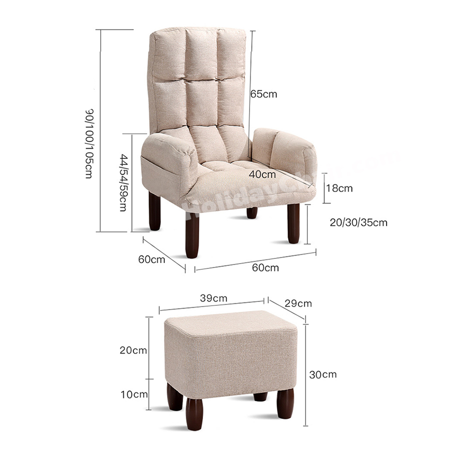 โซฟาปรับนอน เก้าอี้โซฟา เก้าอี้ปรับนอน เก้าอี้ปรับระดับ เก้าอี้เอนหลัง เก้าอี้เอนนอน เก้าอี้พักผ่อน โซฟาเดี่ยว เก้าอี้พับได้ แถมฟรี ที่พักเท้า HC-045