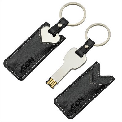 แฟลชไดร์ฟกุญแจและซองหนัง (Key Ring Leather Flash Drive)