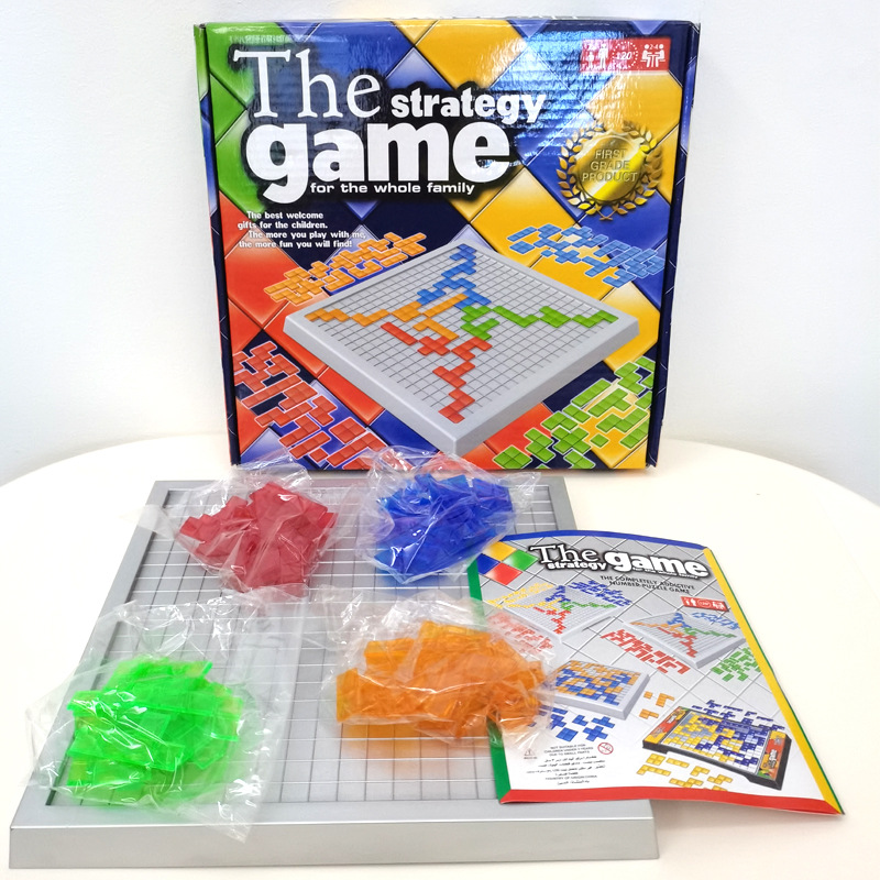 บอร์ดเกมส์สำหรับทุกวัย The Strategy game เหมาะสำหรับเสริมสร้างพัฒนาการสมองอัจฉริยะTetris เกมกระดาน Intellect Grid Board 4 ผู้เล่นรุ่นทรัมเป็ต Gladiator