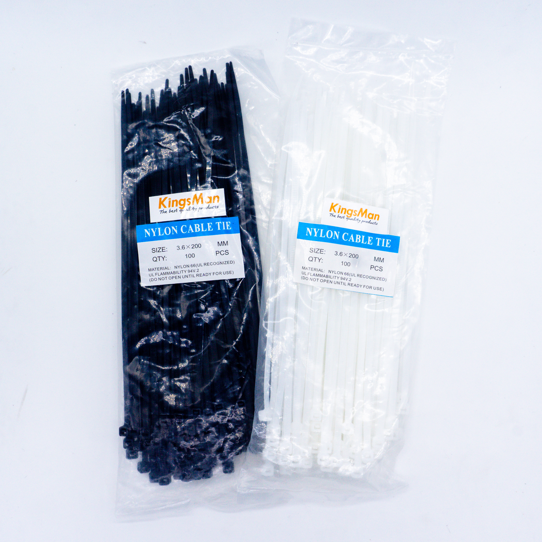 สายรัดเคเบิ้ลไทร์ KingsMan ที่รัดสายไฟ (Nylon Cable Ties) 100 ชิ้น/ถุง