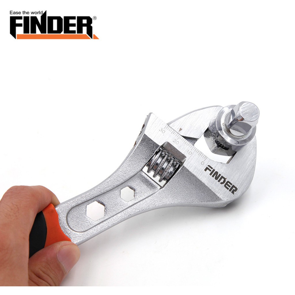ประแจเลื่อน ยี่ห้อ FINDER ด้ามหุ้มยาง เหล็กหนา ทนทาน ขายปลีกส่ง ราคาถูก