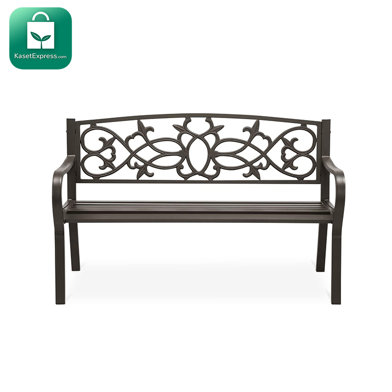 ม้านั่งสนาม 2 ที่ 125 ซม. สีน้ำตาล - ม้านั่งสวน ม้านั่งสนามกลางแจ้ง ม้านั่งสนามเหล็ก