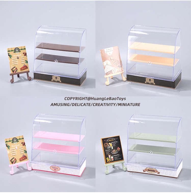 ของจิ๋วของสะสมน่ารักชุดของเล่นตู้เค้ก ชั้นวางขนมเด็ก อาหารจิ๋ว ของเล่นจำลองจิ๋ว บ้านตุ๊กตา DIY ของประดับเล็กๆ