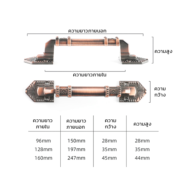 มือจับประตู/หน้าต่าง สีรมดำ รุ่นวินเทจ (2ชิ้น/แพ็ค) [ขายปลีก/ส่ง ราคาถูก]