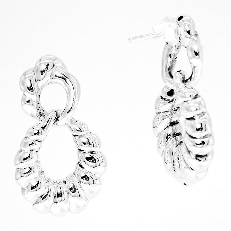DANGLING WAVE EARRINGS IN 925% STERLING SILVER LIGHT WEIGHT FOR WOMEN GIRL E-2238