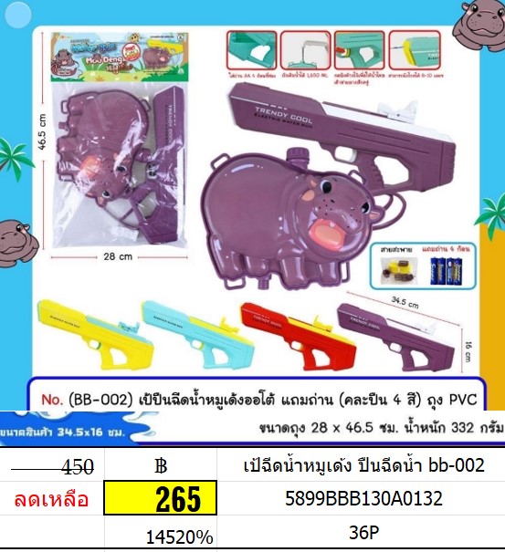 เป้ฉีดน้ำหมูเด้ง ปืนฉีดน้ำไฟฟ้า 002 แถมถ่าน