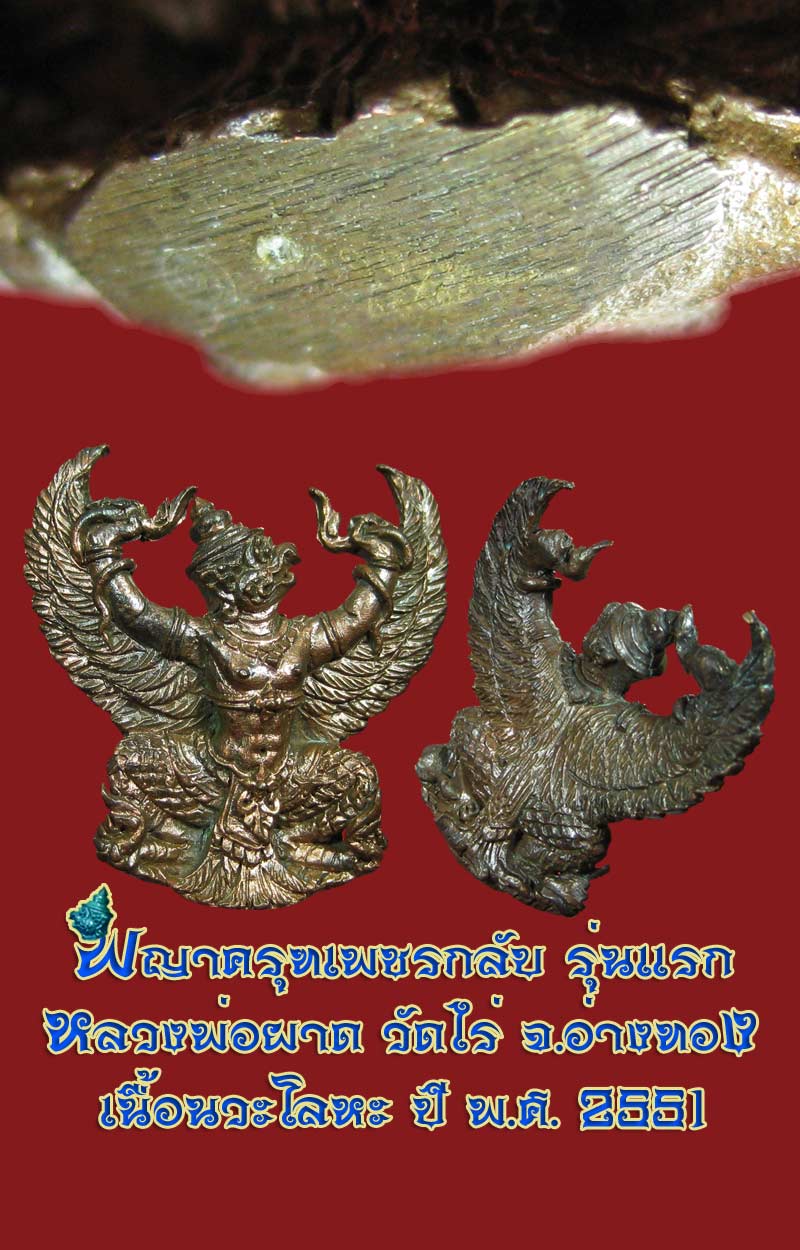 (25) พญาครุฑ รุ่น 1 (เนื้อนวโลหะ) หลวงปู่ผาด วัดไร่ อ่างทอง พ.ศ.2551