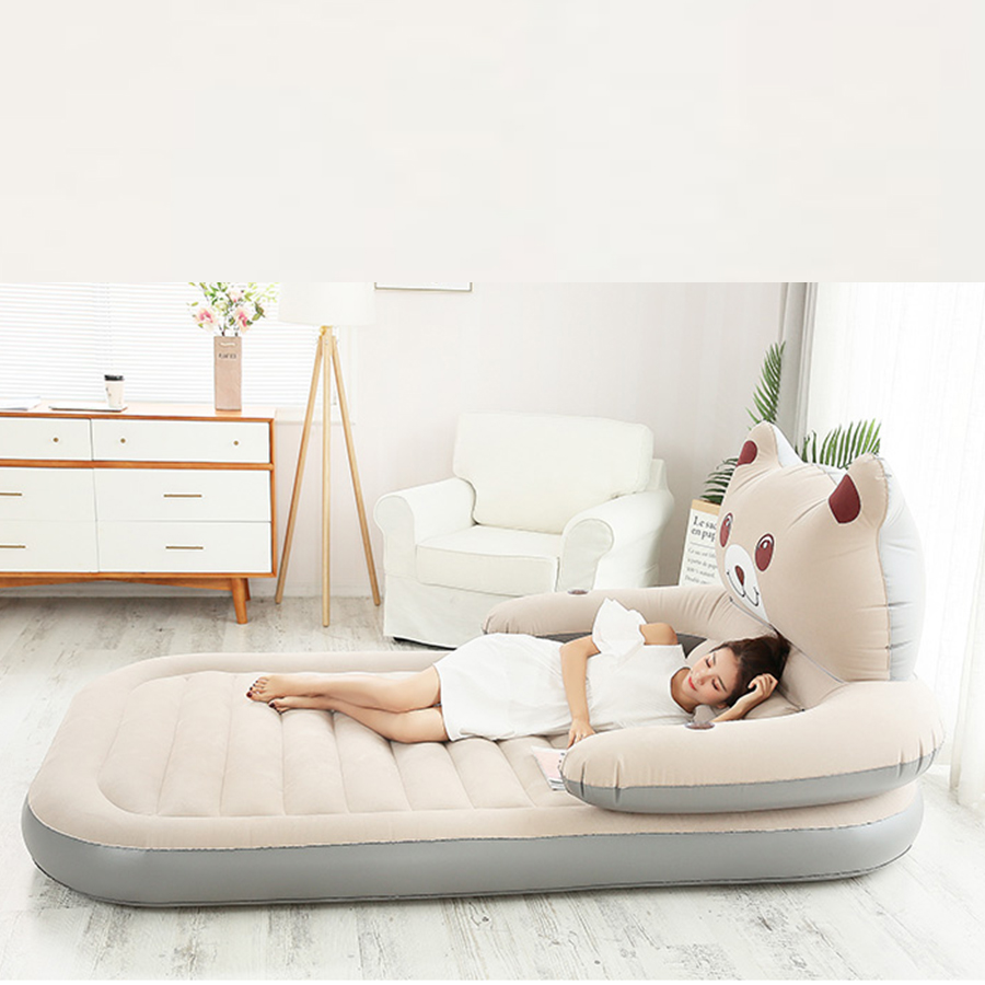 ที่นอนเป่าลม รูปหมี ที่นอนลม เตียงเป่าลม เตียงลม air bed เตียงนอนลม ที่นอนลมแบบลอน ที่นอนปิคนิค โซฟาเป่าลม ขนาด 120 x 200 ซม. (เมื่อเป่าลม) HC-016