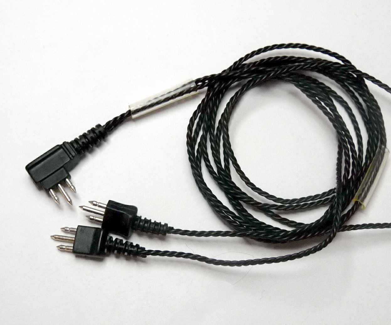 Cord Y3/3 สายลำโพงเครื่องช่วยฟัง รับฟังหู 2 ข้าง แบบ 3 ขา ถักเกลียว สีดำ