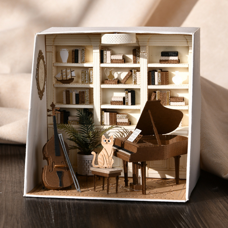 โมเดลบ้านจำลองสมาร์ทบ้านdiyกระท่อมกระดาษเคล็ดลับชีวิตเปิดสามมิติกระดาษศิลปะรูปแบบการประกอบของตกแต่งบ้านสร้างสรรค์gift