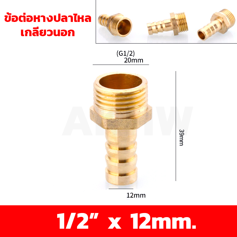 ข้อต่อหางปลาไหลเกลียวใน/เกลียวนอก ทองเหลือง KingsMan ขนาด 1/2นิ้ว 3/4นิ้ว [ขายปลีก/ส่ง]