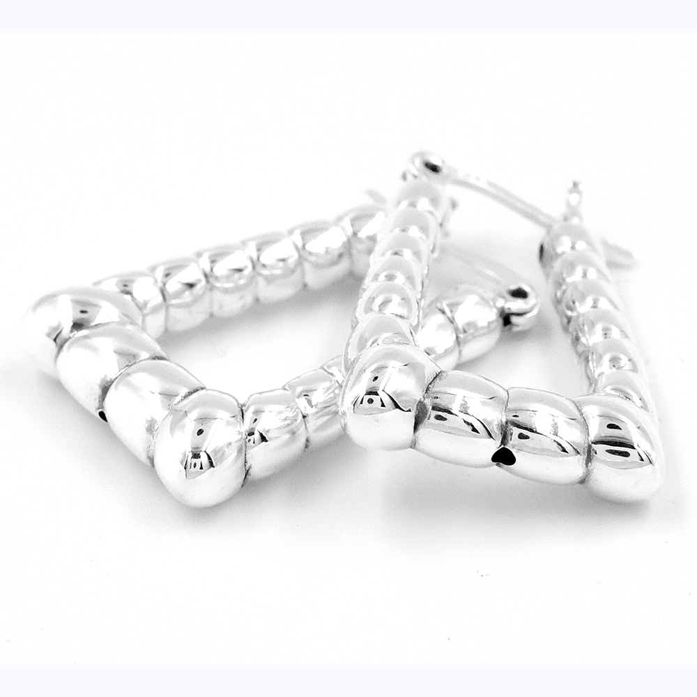 Ripple Chunky Hoop Earring Silver Formed Light-Weight For Women.