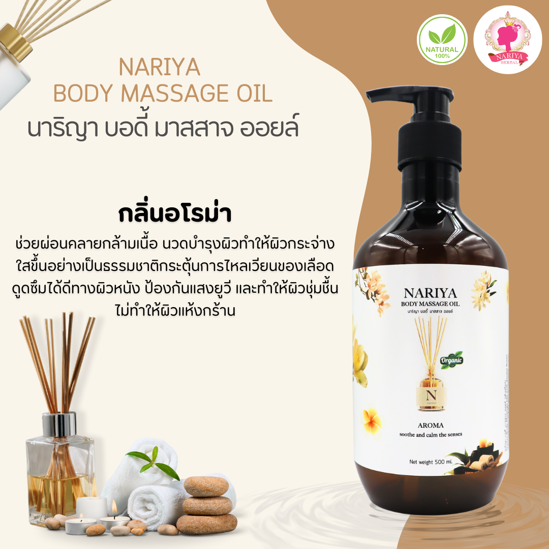 น้ำมันนวดอโรม่า Body Massage Oil กลิ่นอโรม่า ขนาด 500 1000 มิลลิลิตร น้ำมันนวด นวดผ่อนคลาย SKU-00243
