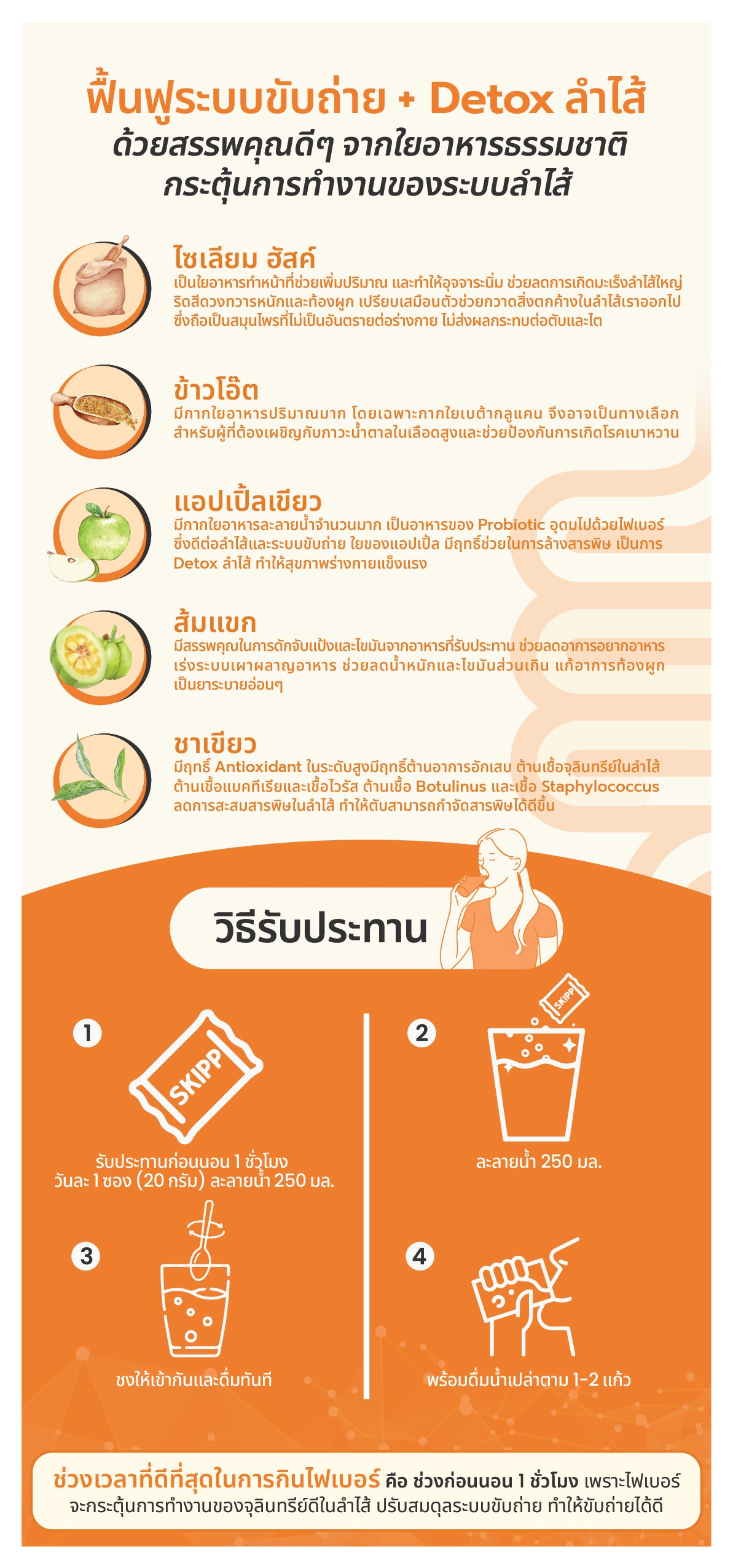 Skipp Fiber with orange flavor drink powder