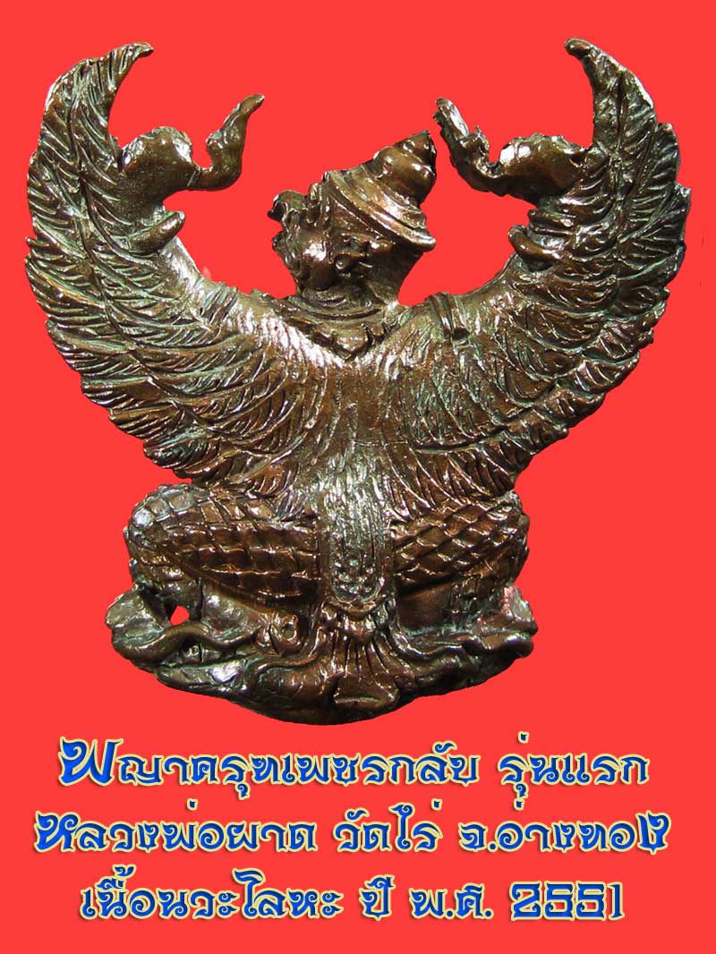 (6) พญาครุฑ รุ่น 1 (เนื้อนวโลหะ) หลวงปู่ผาด วัดไร่ อ่างทอง พ.ศ.2551